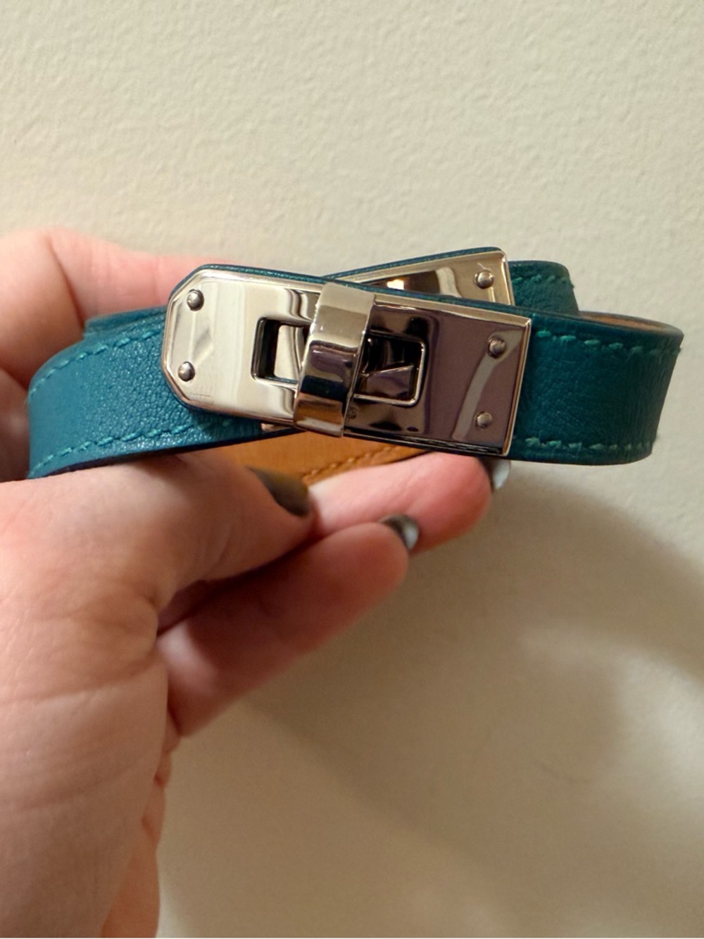 *RARE* Authentic Hermes - Kelly Lock - Leather Wrap Bracelet - Size Small w/ COA